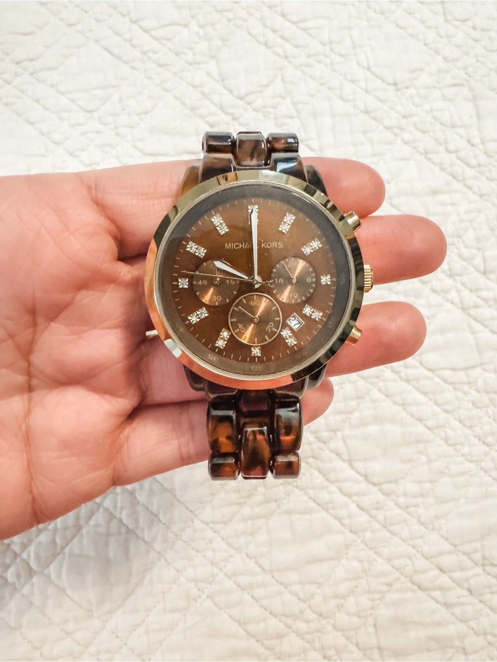 Michael Kors Brown Tortoiseshell Dial Chronograph Watch